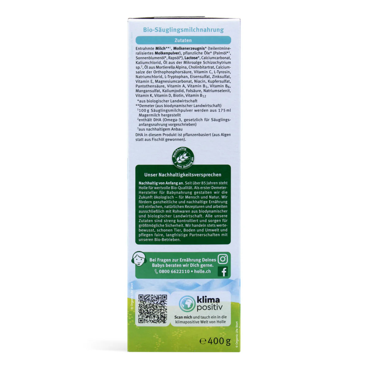 Holle Stage 1 Organic Infant Formula 400 g