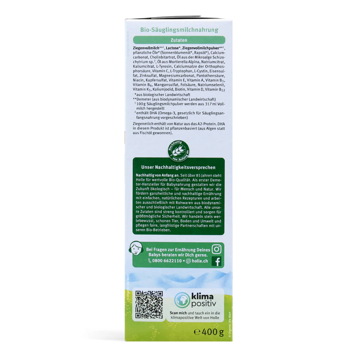 Holle Stage 1 Organic Infant Goat Milk Formula 400 g
