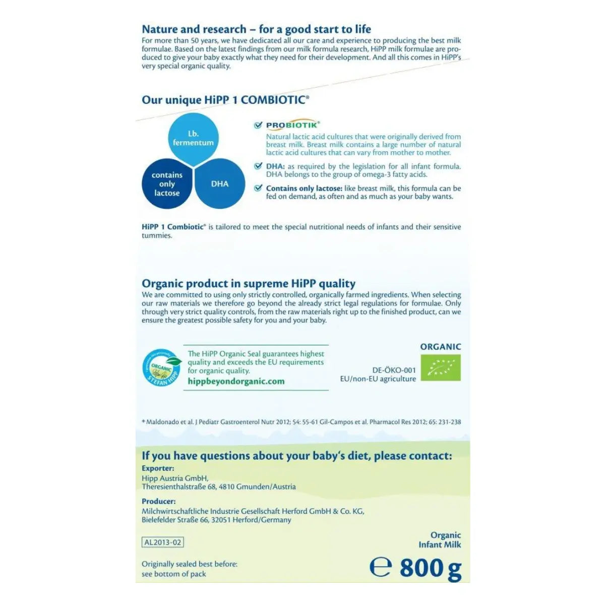 HiPP German Stage 1 Organic Combiotic Baby Formula 800g