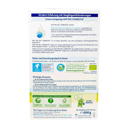 HiPP German Stage PRE Organic Combiotic Baby Formula 600g