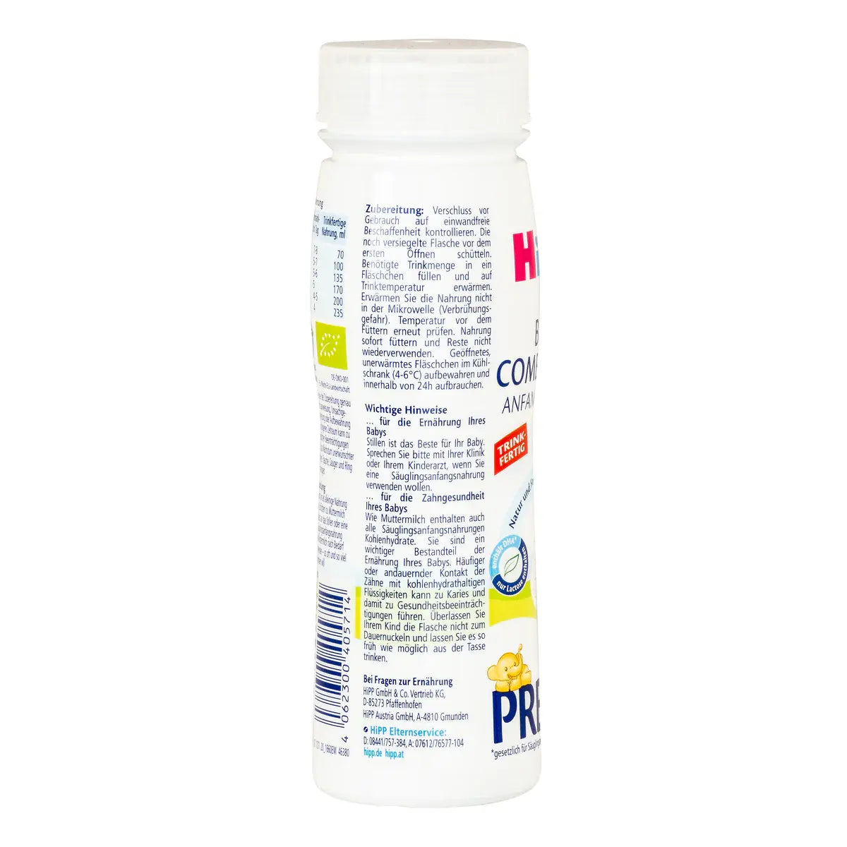 HiPP German Stage PRE Ready to Feed Organic Baby Formula 200ml (18 PACK)