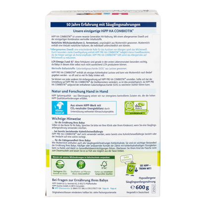 HiPP Stage PRE Hypoallergenic (HA) Organic Baby Formula 600g