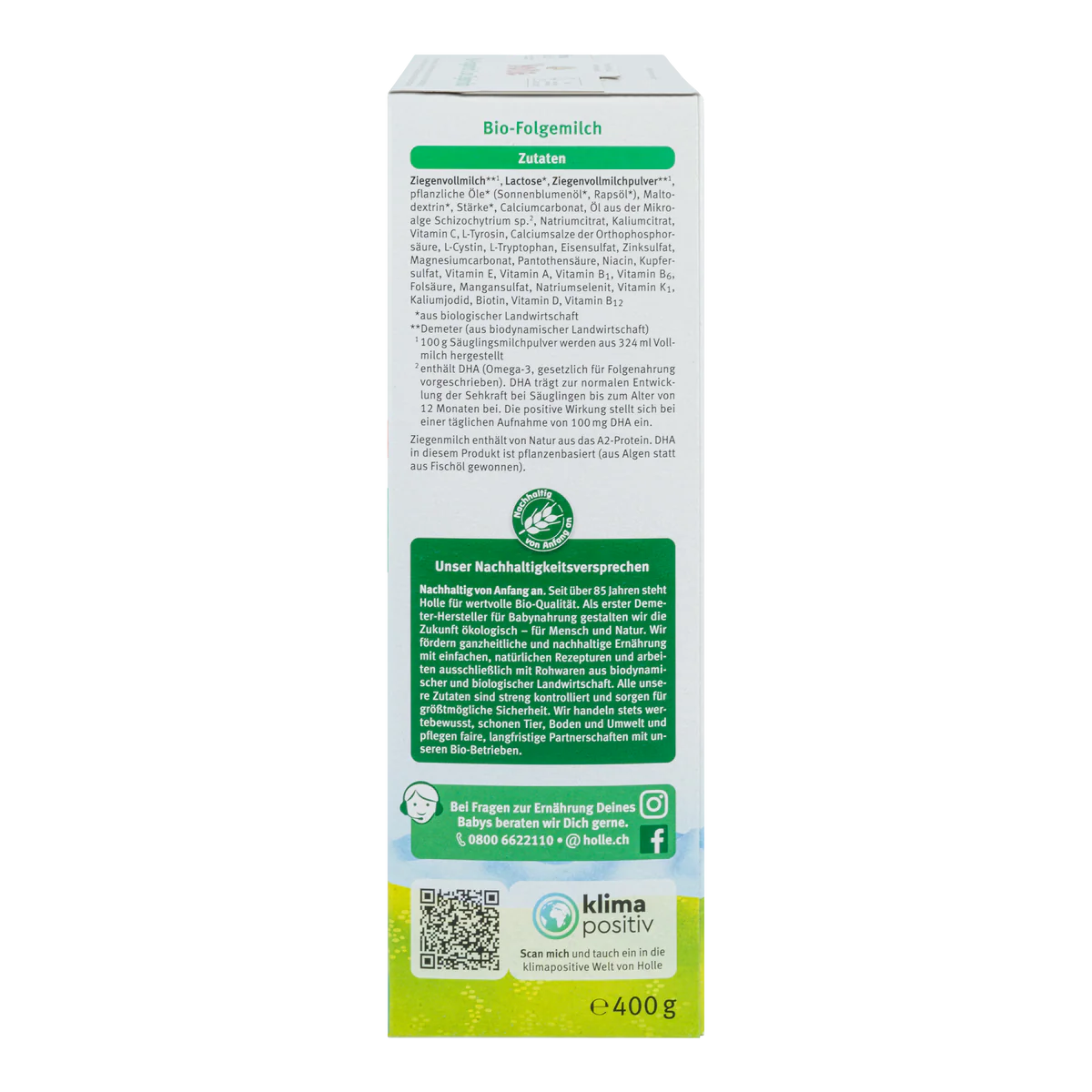 Holle Stage 2 Organic Goat Milk Baby Formula 400g