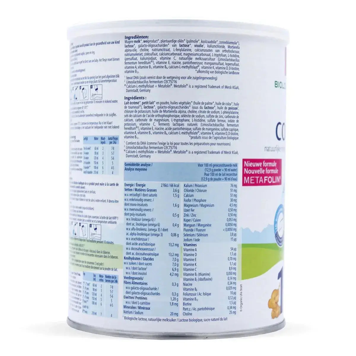 HiPP Dutch Bio Combiotik Stage 1 baby formula ingredients label