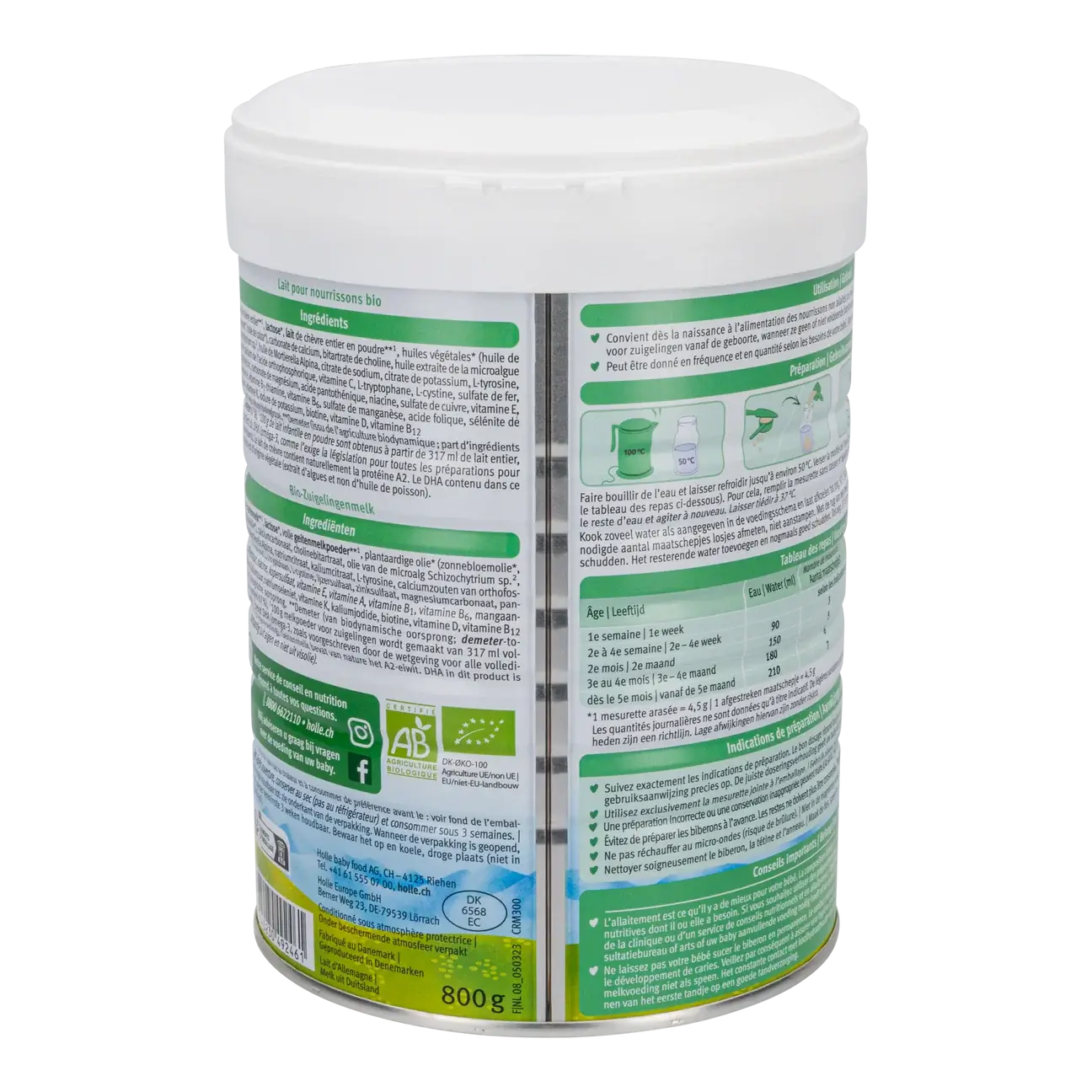 Holle Dutch Stage 1 Organic Goat Milk Baby Formula 800g