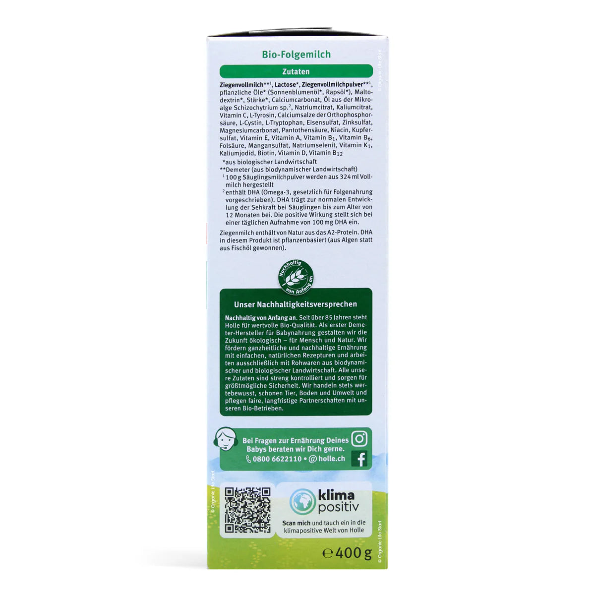 Holle Stage 2 Organic Infant Goat Milk Follow On Formula 400 g