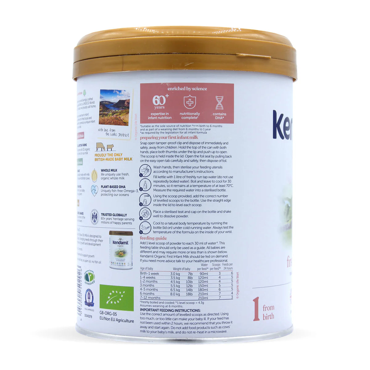Kendamil UK Stage 1 Organic Formula 800g