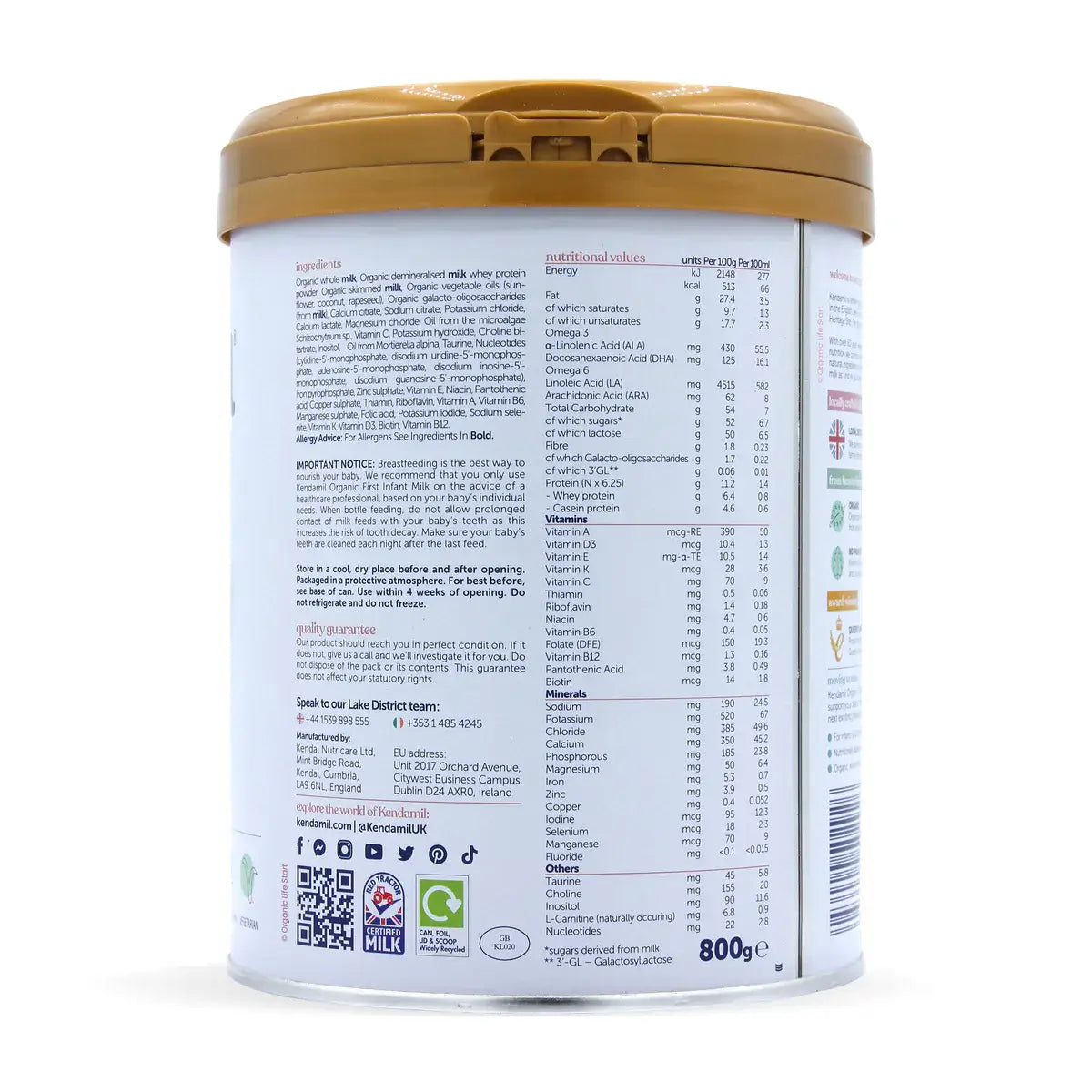 Kendamil Stage 1 Bio Nature Organic Baby Formula 800g