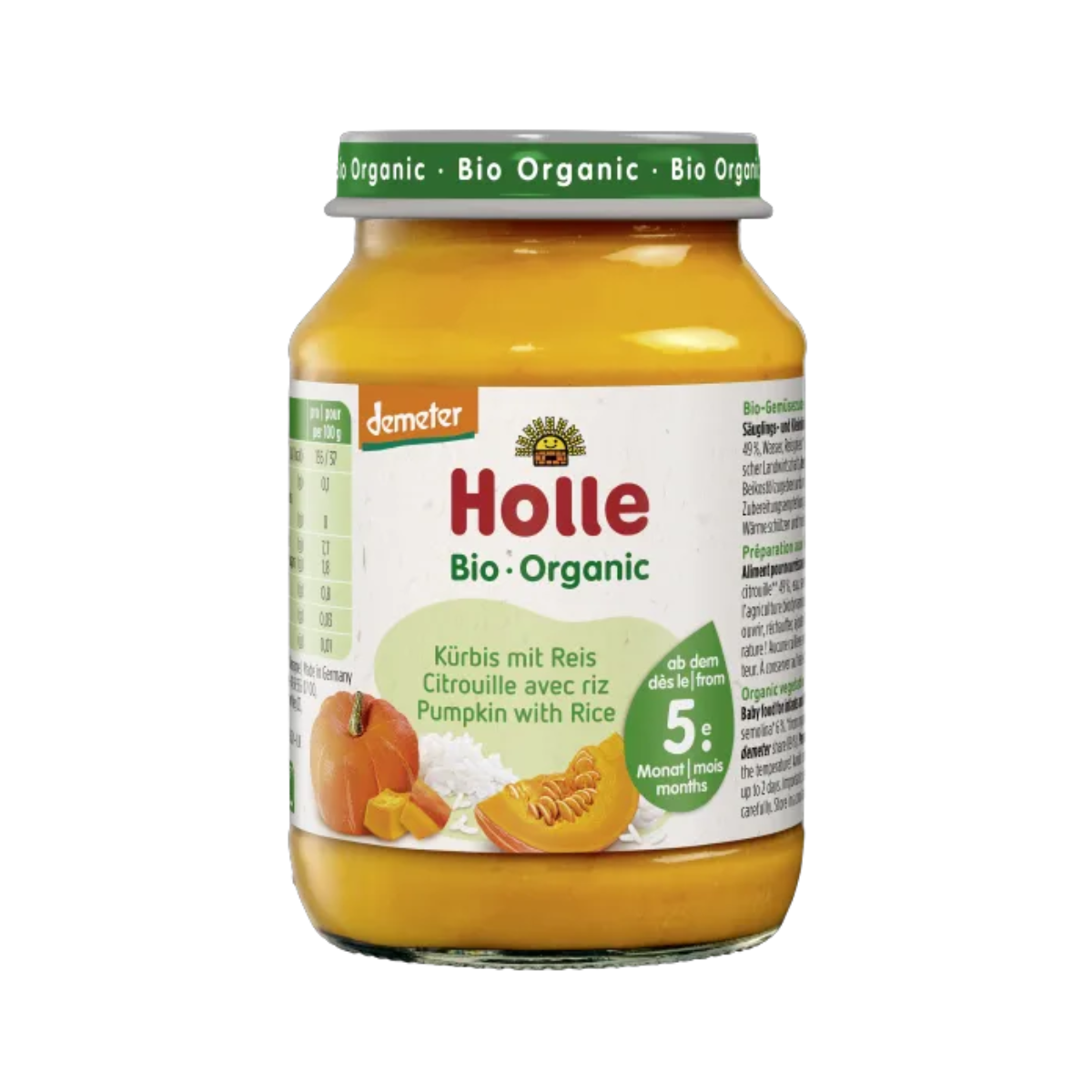Holle Organic Pumpkin with Rice Puree 190 g