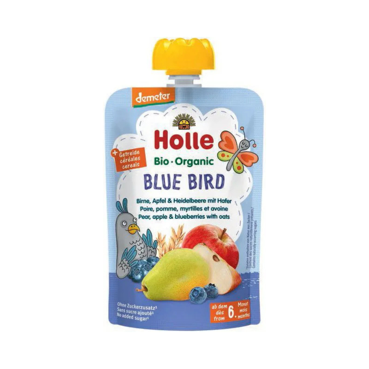 Holle Organic Pear, Apple & Blueberry Purée "Blue Bird" 100 g