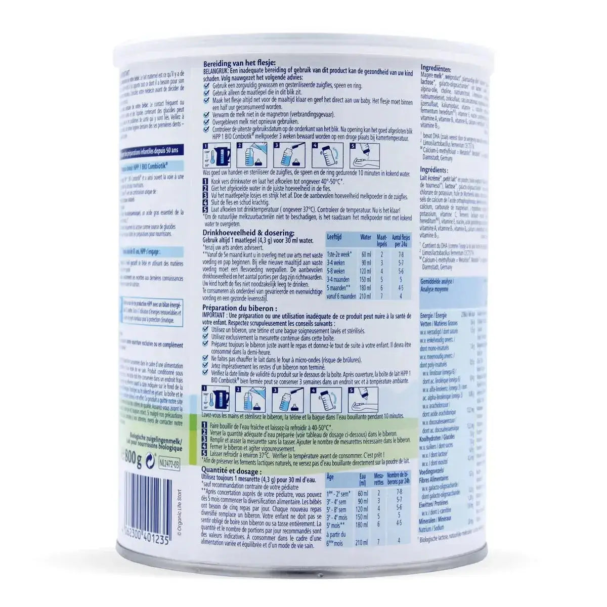 HiPP Dutch Bio Combiotik Stage 1 preparation and feeding instructions