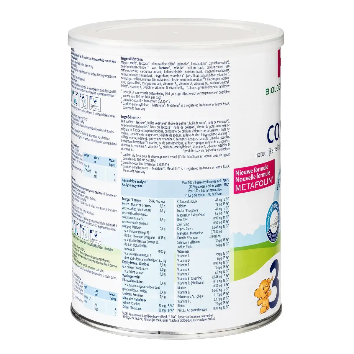 HiPP Dutch - Stage 3 ingredients and nutrition label