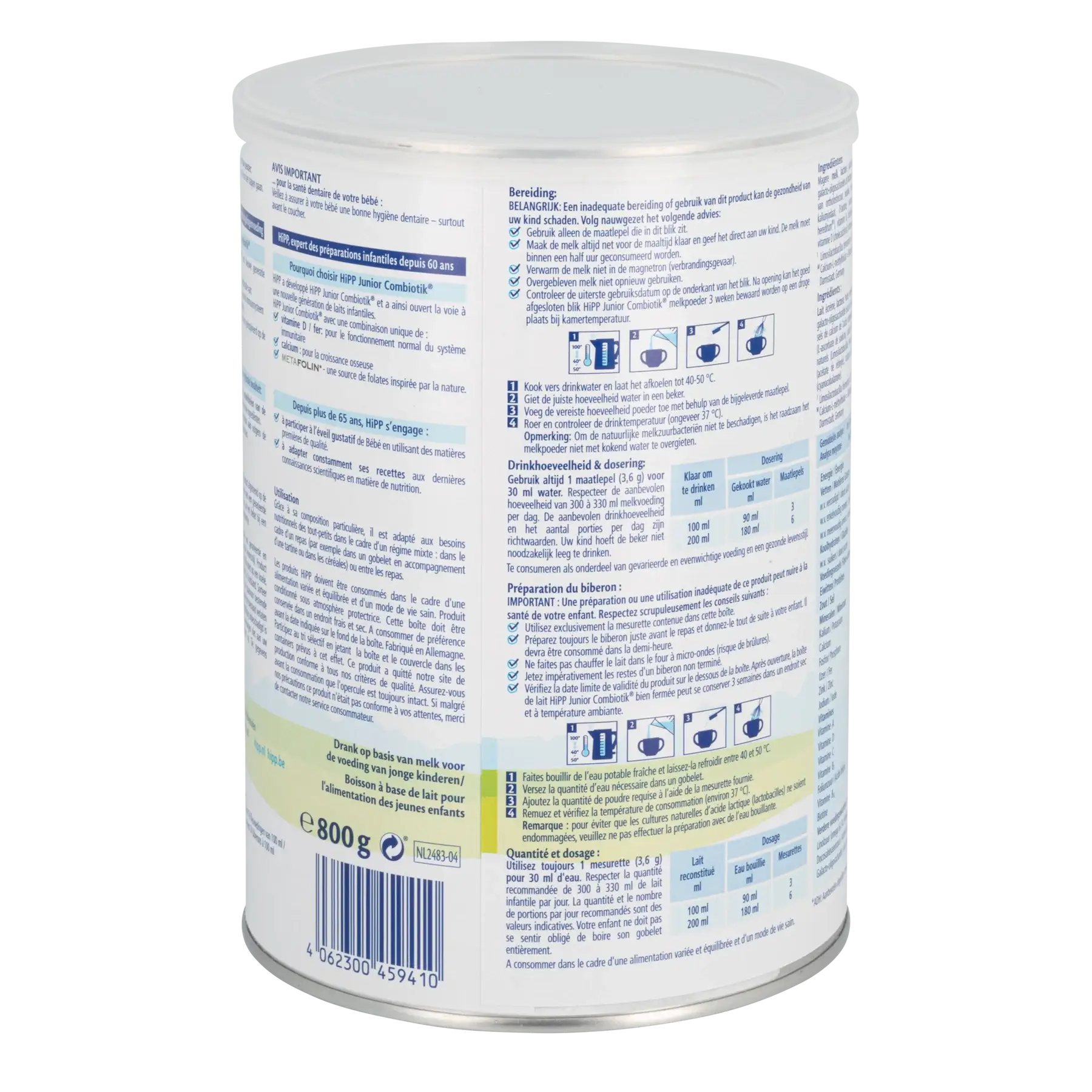 HiPP Dutch - Stage 4 preparation and dosage instructions