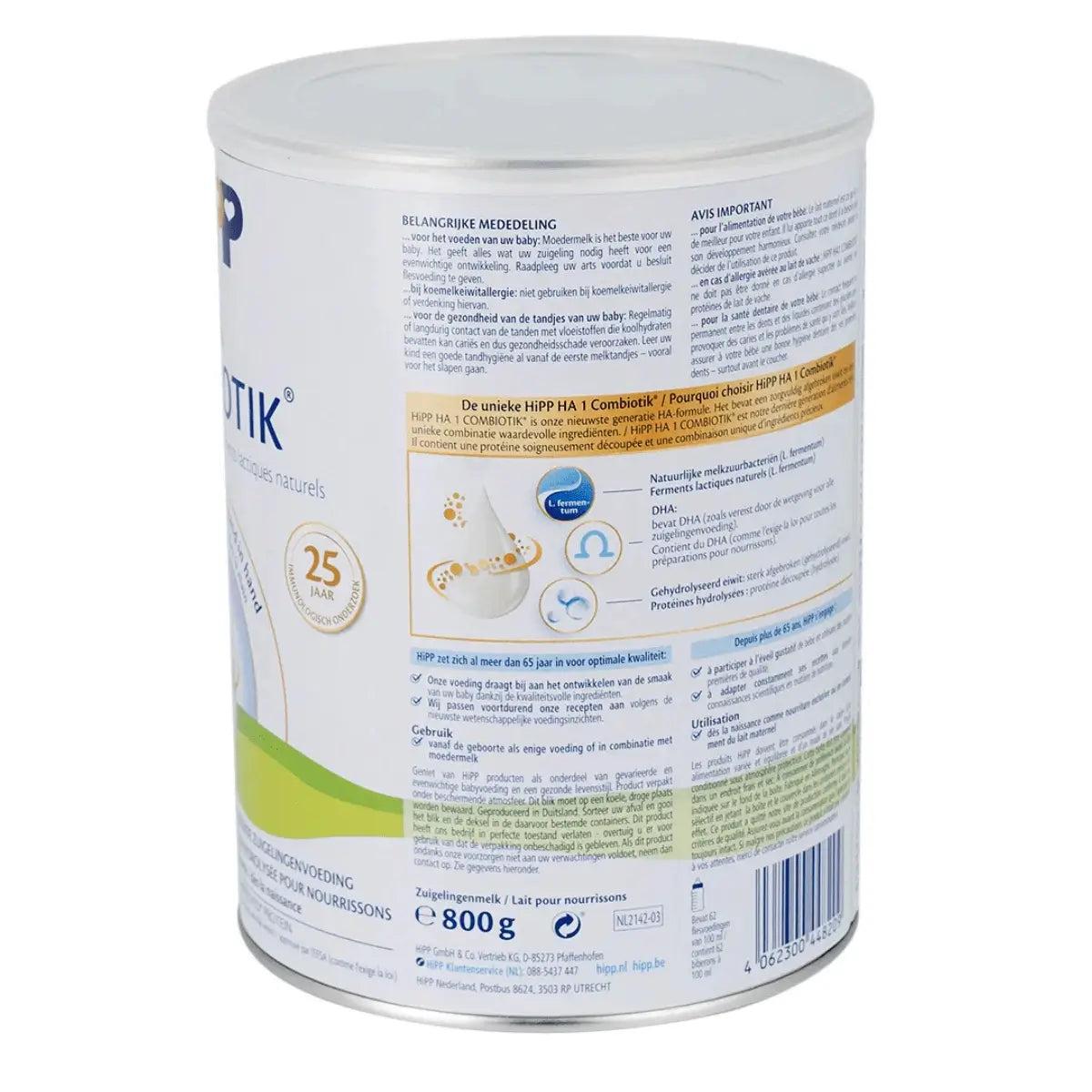 HiPP Dutch HA Combiotik Stage 1 baby formula product information label