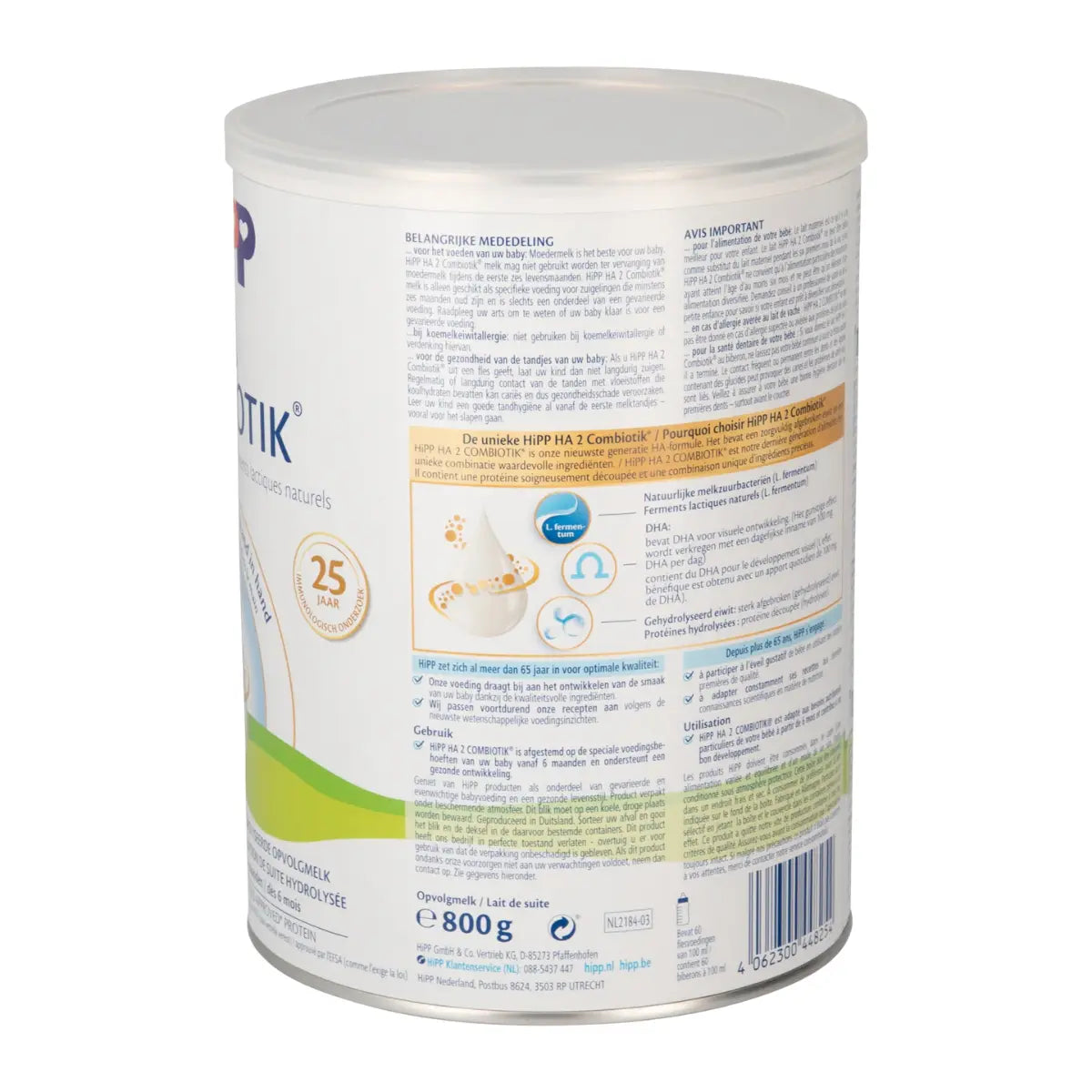 HiPP Dutch HA Combiotik Stage 2 baby formula product information label
