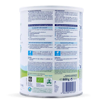 HiPP Dutch Bio Combiotik Stage 1 baby formula product information label