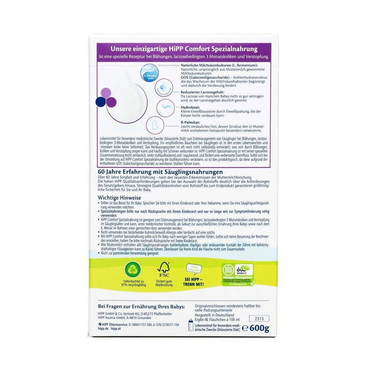 HiPP German ALL Stages Comfort Formula 600g