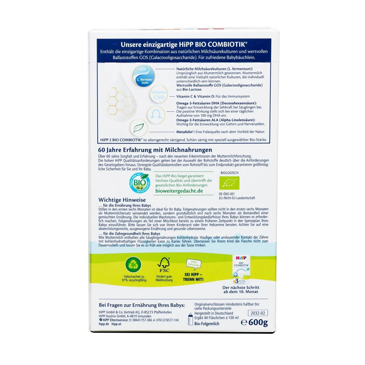 HiPP German Stage 2 Organic Combiotic Baby Formula 600g